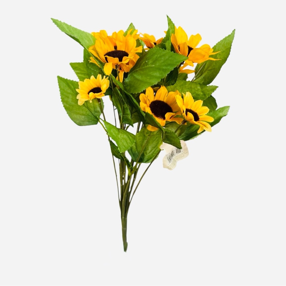 Ashland Sunflower Bouquet with Green Leaves Artificial Flowers 12”